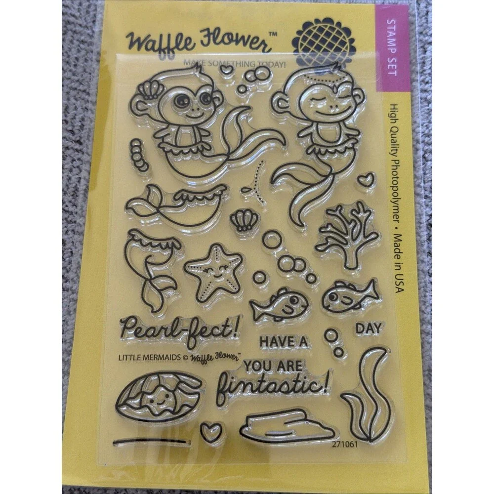 NEW - Waffle Flower Little Mermaids Monkeys sea ocean seashells coral